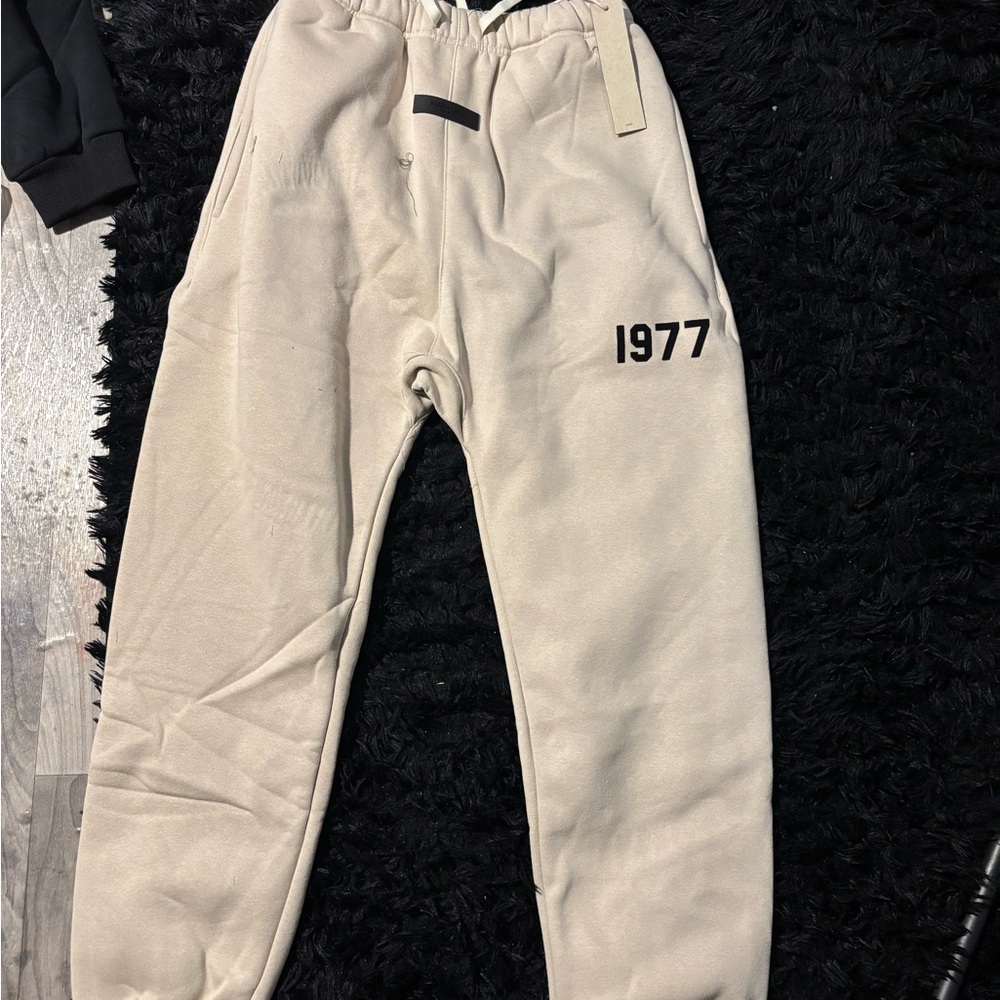 Fear of God Beige Joggers with 1977 Print